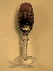 Vintage Hungarian Purple Cut to Clear «Marsala» Stemware Champagne Flute 9 in.