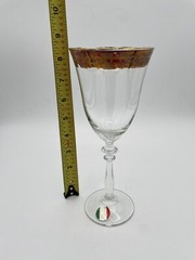 Vintage Cristalleria Fratelli Fumo Gold Rimmed Wine Glasses 8.5” Handmade Italy
