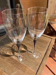 Orrefors Intermezzo Blue Teardrop Claret white Wine Glasses 8 3/4″ Set of 2