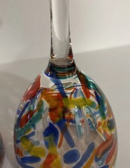Pier 1 Confetti Handcrafted Art Glass Goblets 16oz 8″ Rainbow Set of 2