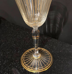 Cellini Italian Crystal Wine Goblet Vintage Replacement 24K Gold Trim Greek Key
