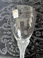 Sasaki Crystal Wings 24% Lead Frosted Dove Bird Stem Wine Glass Vintage