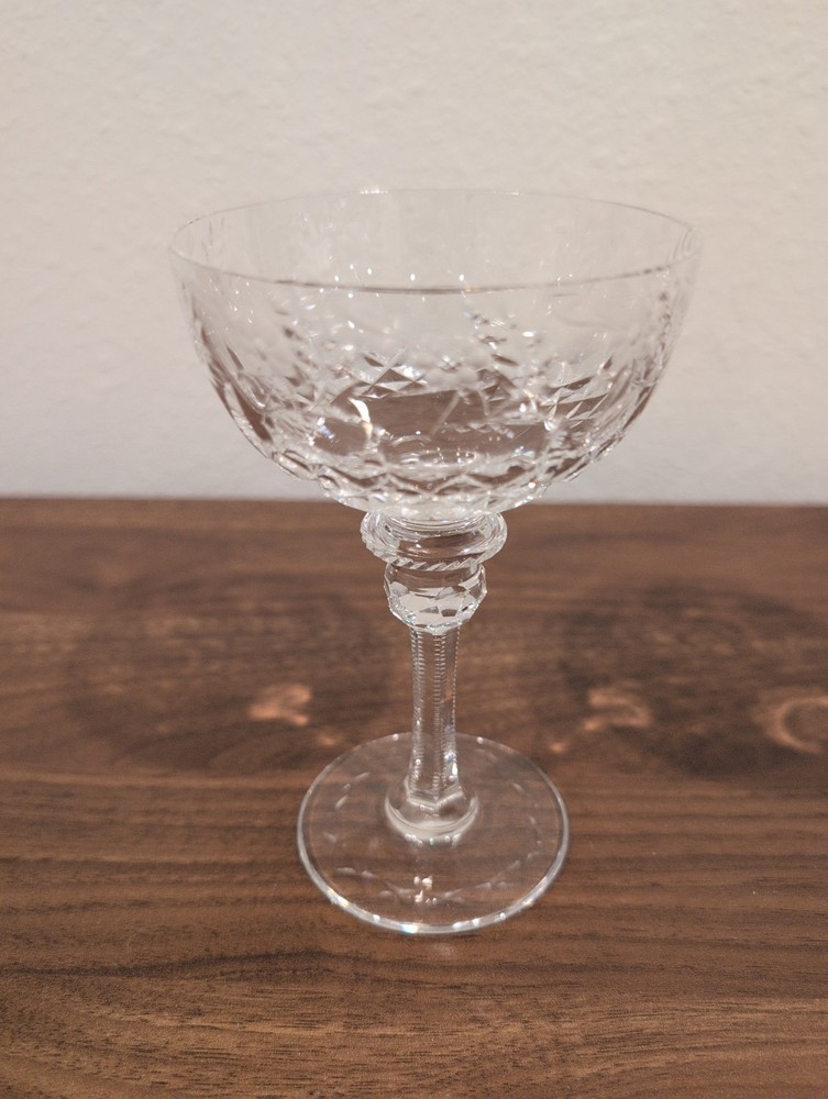 Rogaska Crystal GALLIA 5.75″ Champagne Sherbet Glass Star Cross Base Flaw