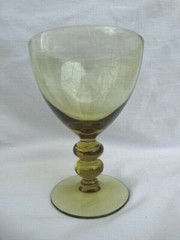 Smoke Glass Blown 11oz Water Goblet(s) Ball Stem Unknown Maker (UNK6920)