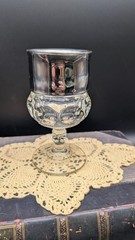 Vintage Indiana Glass Kings Crown Thumbprint Silver Flashed Water Goblet / Drink