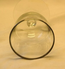 Elegant Clear Glass Silver Trim Wine Glass Six Lobe Stem Footed