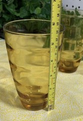 Vintage Hazel Atlas Glass Tumblers Set of 6 El Dorado Dots Gold Amber 5 1/8″ T