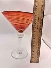 Vintage Pier 1 Imports Hand Blown Martini Glass Multicolor Art Glass Barware