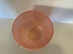 Vintage Spaghetti String Roly Poly Pink Glass Tumbler MCM Color Craft 3”