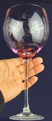 LENOX Heather Pink, Balloon Wine Glass, Blown Glass, Clear Stem, 8-7/8 Tall