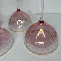 Anthropologie (4) Pink Gold Waterfall Coupe Champagne Wine Glass Ombre 24k Gold