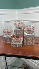 Vintage Libbey Cattails and Foliage Lowball Scotch Glasses.