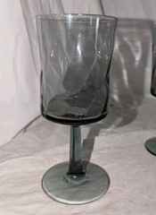 Set Of 4 Vintage Libbey Blue/Gray Optic Swirl Smoke Water Goblets Wine 6.5″