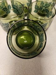 6 Vtg~Libbey~Avocado Green~Raised/Textured Ivy Leaves~8oz~3.35T Glasses(DR35)