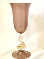 Dolphin Stemware Italian Venetian Murano Glass Goblet Venini, Italy