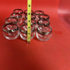 DOROTHY THORPE MID CENTURY MODERN PUNCH BOWL With 12 ROLY POLY GLASSES 1960s MCM