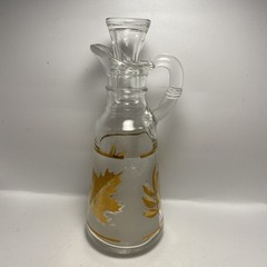 Anchor Hocking Starlyte Frosted Gold Leaf Oil Vinegar Cruet BB15