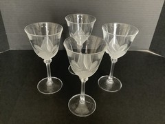 Set of 4 JG Durand Crystal Wine Glasses Etched Florence Design France Vintage