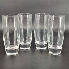 4 Modern Clear Highball Tumblers Drinking Glasses Weighted Heavy Base Water