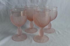 4 Taitu Of Italy Pink Frosted Small Wine Goblets Glasses 5 1/8” H, 2.5” Diameter