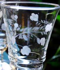 Vtg Set 8 ROCK SHARPE 3005-16 Cut Crystal ARCHED FLOWER Iced Tea Goblets Glasses
