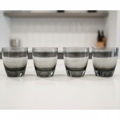 Libbey Smoke Gray Glass Tumblers, Set of 4, Vintage Weighted Bottom Glassware
