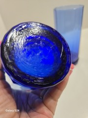 Vintage ANCHOR HOCKING ESSEX Cobalt Blue Tumblers Set Of (2) – 16 Oz