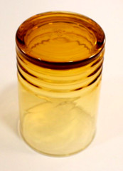 LIBBEY Amber Swirl w/ Rings Glasses * Set of 4 * EXC. 4 1/4″ Vintage MCM Star