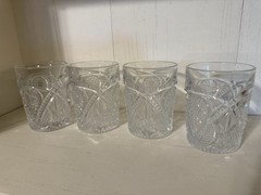 Set Of 4 Vintage Clear Pressed Glass Tumblers -UV Reactive Under 365 Nm Blackli
