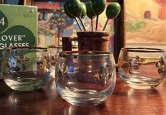 Vintage Mcm 22kt Gold Clover Cocktail Glasses In Original Box