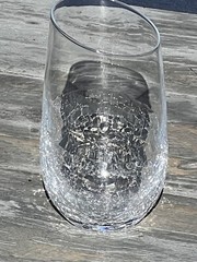 ANGLED Rim CRACKLE by Pier One Imports Tall Flat TUMBLER Glass