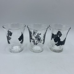 3 Libbey Scotch Juice Glasses Scottish Terrier Scotty Dog 3” Vintage L