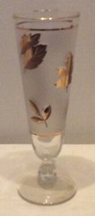 Set of 4 Libbey Frosted Glass 22 KT Gold Leaves Decorated Pilsner Beer Glasses