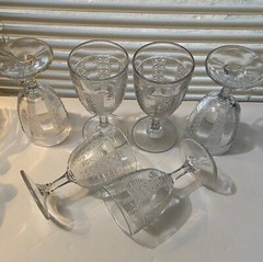 EAPG Late 1880s Duncan George & Sons 6 Paneled Cane/Cane Column Goblets 5.75″