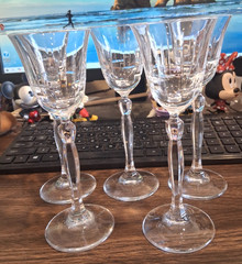 (SET OF 6 GLASSES) ELEGANT 3 oz WINE/CHAMPAGNE CRYSTAL CORDIAL W/ STEM, NO BOX
