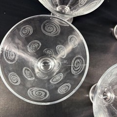 Set Of 4 Etched Glass Dessert Cups With Swirl Pattern – Vintage Style Clear Glas