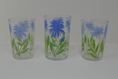Kraft Foods Swanky Swigs Glasses Juice Glass Blue & Red Cornflower