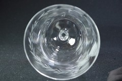 6 Fostoria Holly Clear Stem 6030 Water Goblets Laurel Cut 7 7/8″