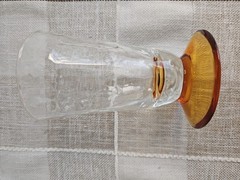 4 Vintage Clear Optic Panel Textured Glasses Amber Footed 4.75″ Retro HTF