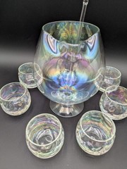 West Virginia Glass Iridescent Clear Brandy Snifter Set Of 6 Glasses Barware MCM
