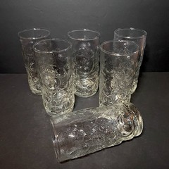 Vintage (6) Clear Fruit Tumblers – Cherries, Peaches, Strawberries 6” EUC