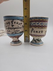 Christian Feast of Tabernacles October 1988 Hand Painted Ceramic Goblet Set of 2