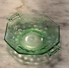 Vintage Heisey Empress Moongleam Green Octagon Mint Dish with Etching 447 – EUC