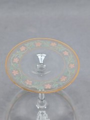 Antique Bohemian Hand Enameled Red Floral & Gold Border Champagne Glass