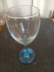  2 New With Tags Cristar Copa Agua Aragon Wine Glasses 1 Green 1 blue Base