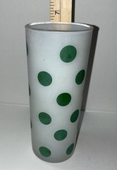 Set Of 3 Anchor Hocking Iced Tea Red & Green Polka Dot Frosted Glass Tumbler MCM