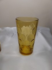 12 Piece VTG HAZEL ATLAS EL DORADO AMBER COIN DOT DRINKING GLASSES