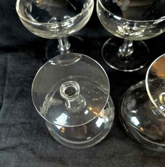 Set of 5 Etched Laurel Leaf Champagne Short Stem Coupe Glasses Sherbert 3.25″H