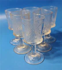 Rare Set of 6 Bryce Brothers Willow Oak Wreath EAPG Cordial Glasses, Late 1800s
