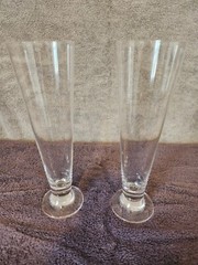 Set Of Two Pilsner 12 Ounce 24% Lead Crystal Footed Glasses 10.25” tall Austria